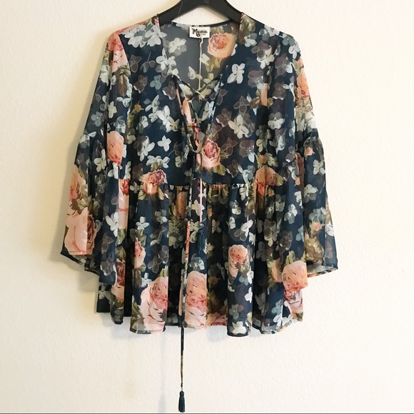 Show Me Your MuMu Tops - NWT Show Me Your Mumu Poet Tie Top Boho Peasant
